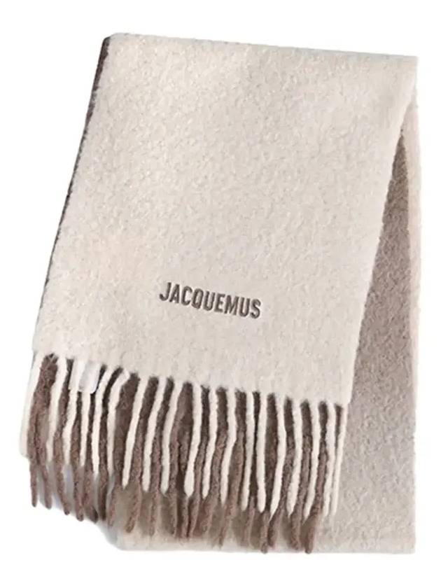 L'echarpe Moisson Embroidered Logo Alpaca Wool Muffler Beige - JACQUEMUS - BALAAN 4