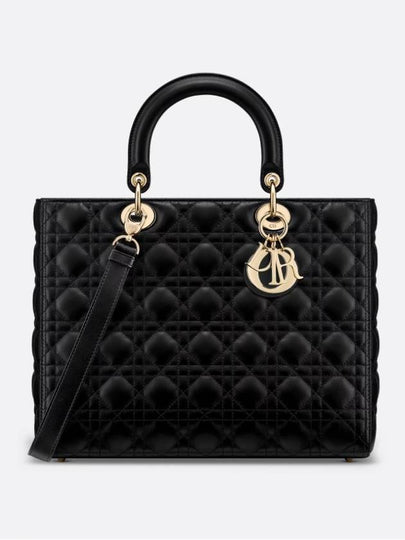 Lady Cannage Lambskin Large Tote Bag Black - DIOR - BALAAN 2