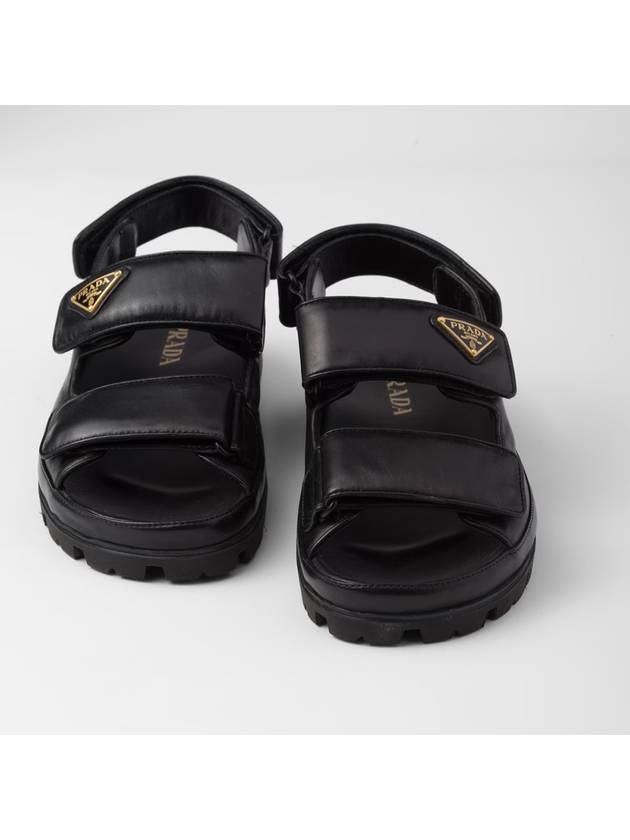 Flat Nappa Leather Sandals Black - PRADA - BALAAN 6