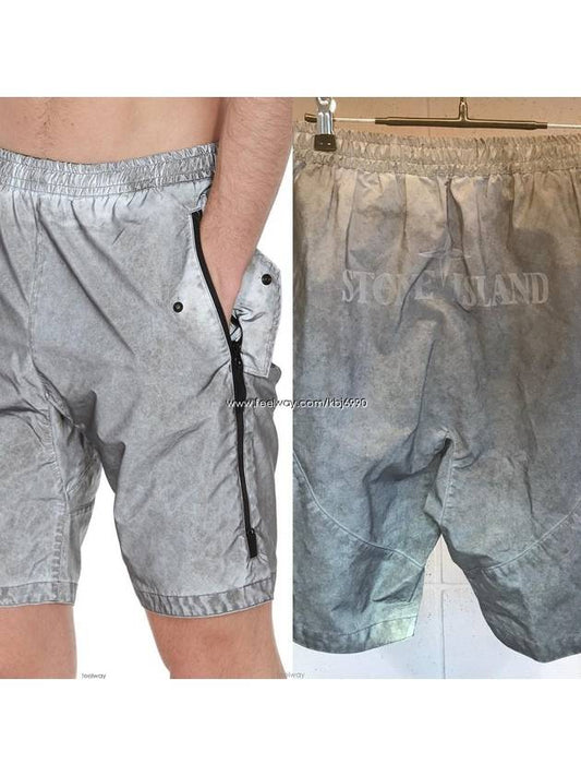 Plated Reflective Dust Colour Bermuda Shorts Grey - STONE ISLAND - BALAAN 2