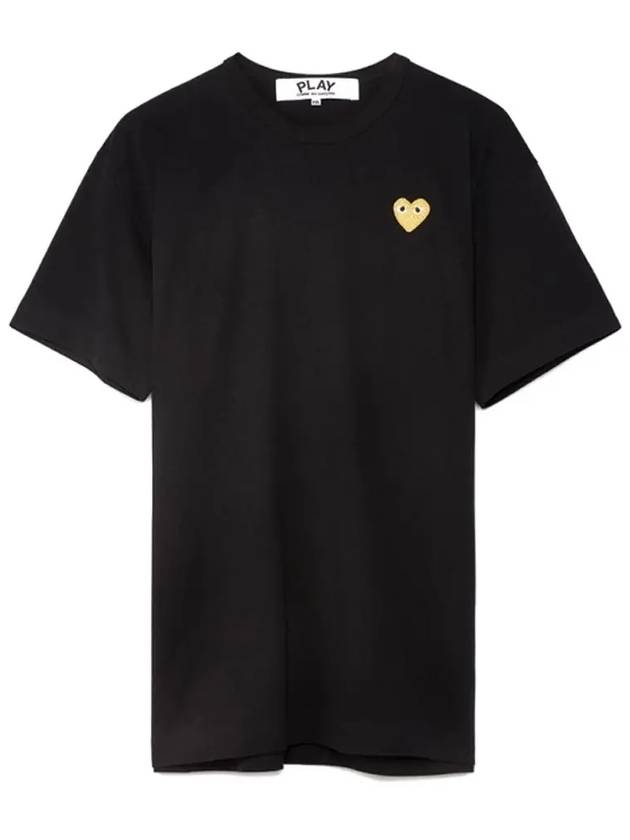 Small Gold Heart Wappen Short Sleeve T-Shirt Black P1 T216 1 - COMME DES GARCONS - BALAAN 3