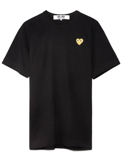 Small Gold Heart Wappen Short Sleeve T-Shirt Black P1 T216 1 - COMME DES GARCONS - BALAAN 2