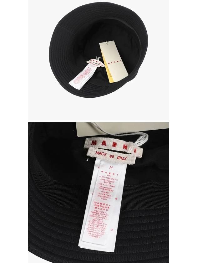 Embroidered Logo Cotton Bucket Hat Black - MARNI - BALAAN 4