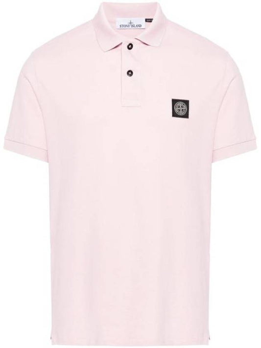 Pique Stretch Cotton Short Sleeve Polo Shirt Pink - STONE ISLAND - BALAAN 1