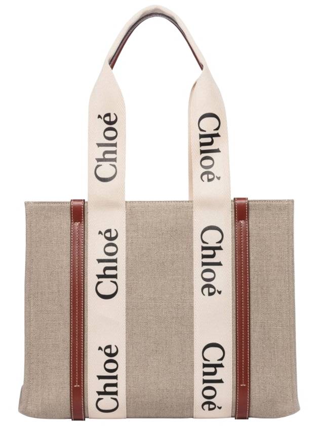 Woody Canvas Medium Tote Bag Brown - CHLOE - BALAAN 6