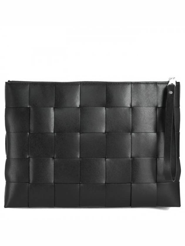 Intrecciato Weaving Strap Clutch Bag Black - BOTTEGA VENETA - BALAAN 4