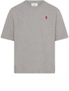 Small Heart Logo Boxy Fit Short Sleeve T-Shirt Grey - AMI - BALAAN 3