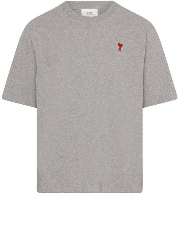 Small Heart Logo Boxy Fit Short Sleeve T-Shirt Grey - AMI - BALAAN 3