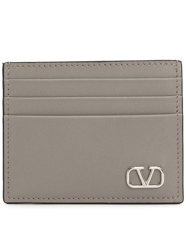 V Logo Signature Card Wallet Grey - VALENTINO - BALAAN 2