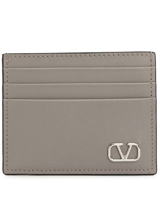 V Logo Signature Card Wallet Grey - VALENTINO - BALAAN 2