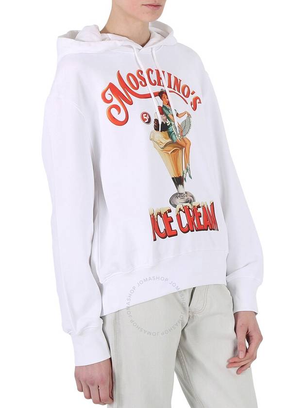 Moschino White Ice Logo Print Cotton Hoodie, Brand Size 36 (US Size 2) - MOSCHINO - BALAAN 2