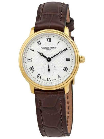 Women’s Classics Slimline Small Seconds Watch Gold Brown - FREDERIQUE CONSTANT - BALAAN 2