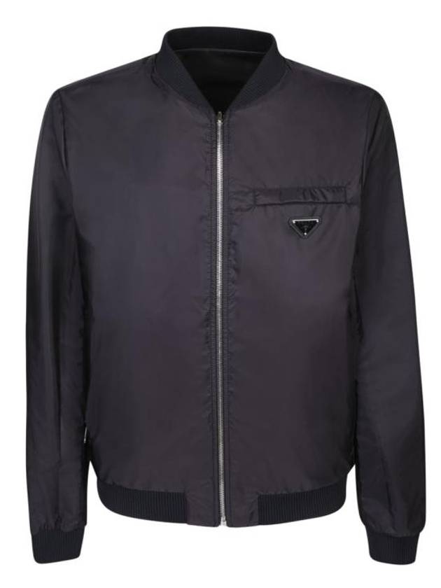 Reversible Nappa Leather Nylon Bomber Jacket Black - PRADA - BALAAN 4