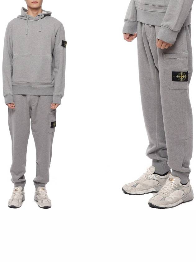 Garment Dyed Cotton Fleece Cargo Truck Pants Melange Grey - STONE ISLAND - BALAAN 3