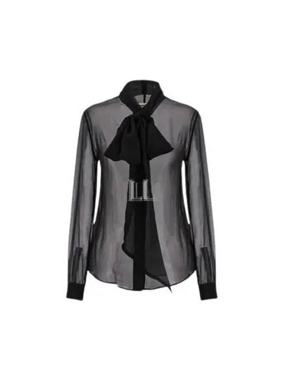 Silk Muslin Crepe Blouse Black - SAINT LAURENT - BALAAN 2