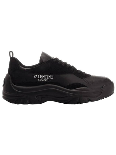 Gumboy Calfskin Low Top Sneakers Black - VALENTINO - BALAAN 1