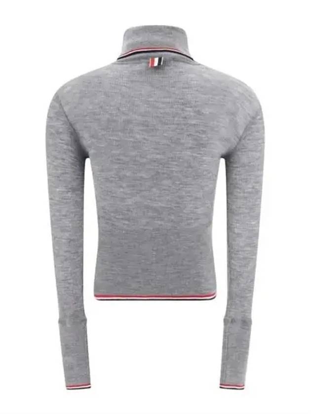 Women's Wool Rib Turtleneck Grey - THOM BROWNE - BALAAN 3