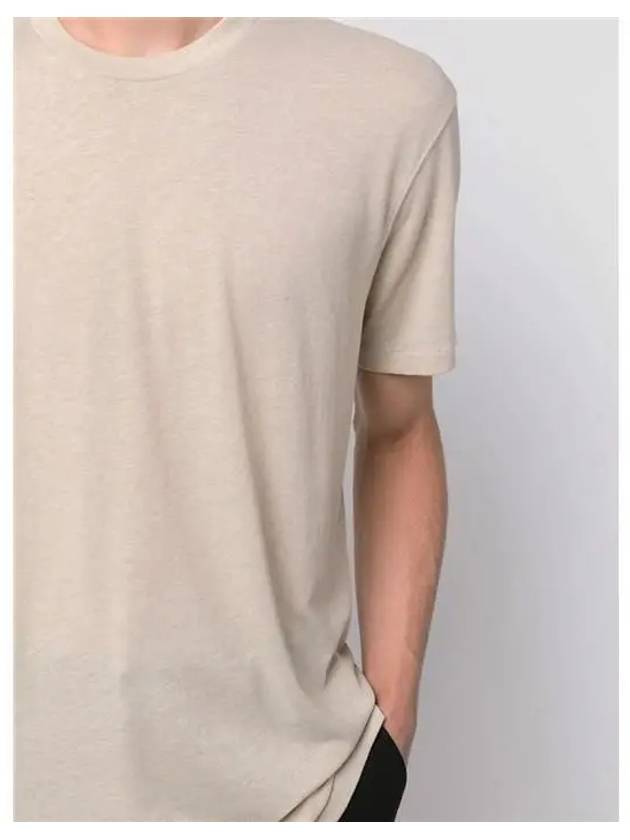 Cotton Blend Crew Neck Short Sleeve T-Shirt Beige - TOM FORD - BALAAN.