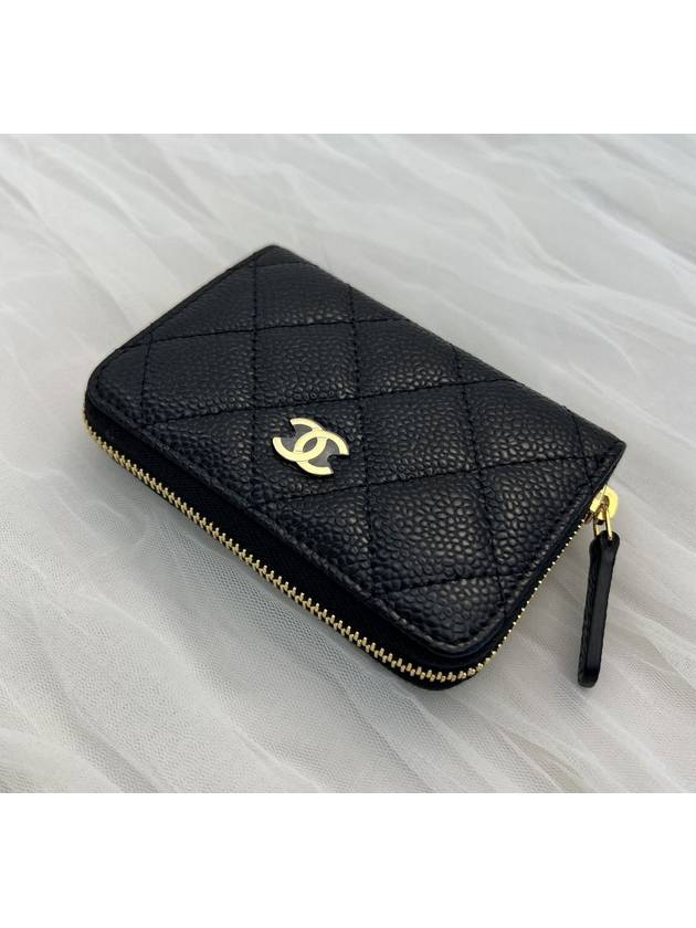 Classic Zipped Coin Purse Grained Calfskin & Gold Black - CHANEL - BALAAN 3