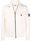 Wappen Patch Wool Zip-up Cardigan Natural - STONE ISLAND - BALAAN 3