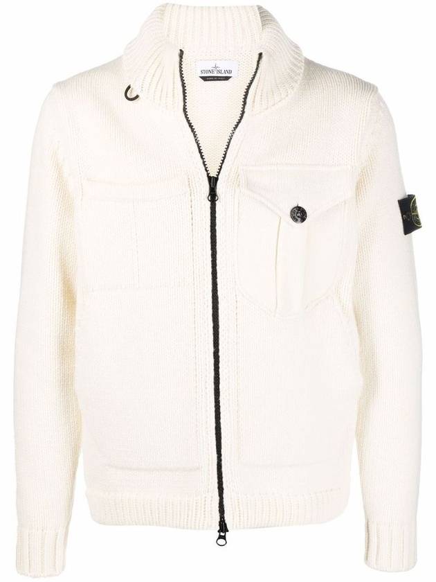 Wappen Patch Wool Zip-up Cardigan Natural - STONE ISLAND - BALAAN 3