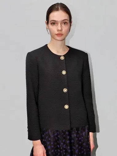 Jacquard Round Neck Jacket Black - DAMAGE MNEMONIC - BALAAN 1