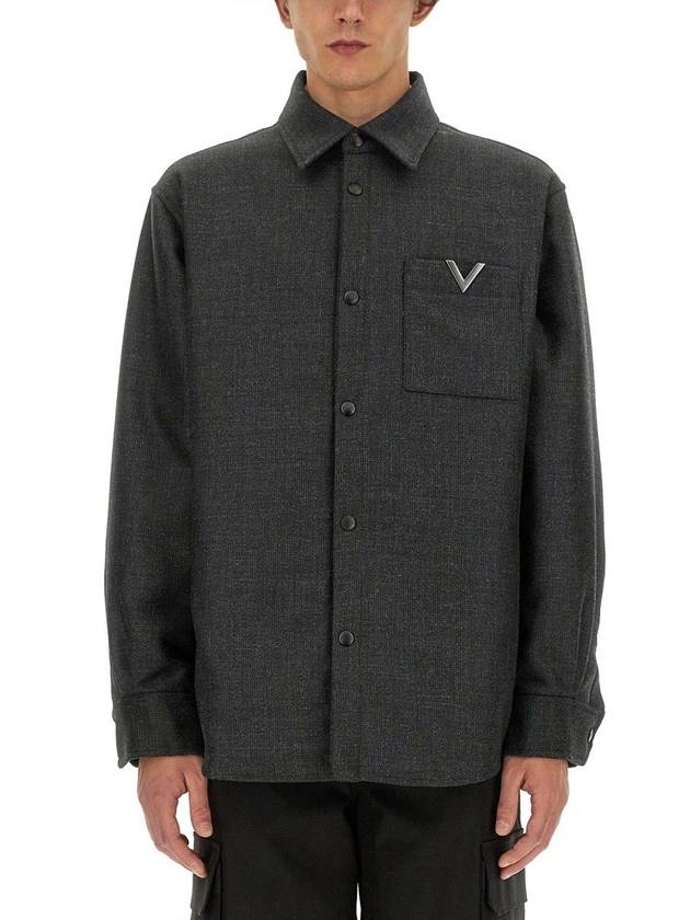 Valentino Garavani Grey Wool Casual Jacket - VALENTINO - BALAAN 4