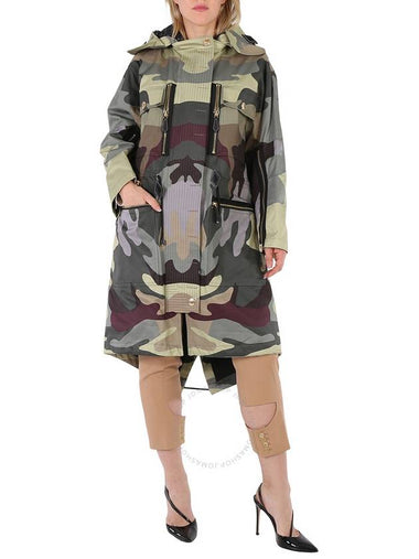 Burberry Ladies Sage Green Single-Breasted Camouflage-Print Cotton Parka, Brand Size 4 (US Size 2) - BURBERRY - BALAAN 1