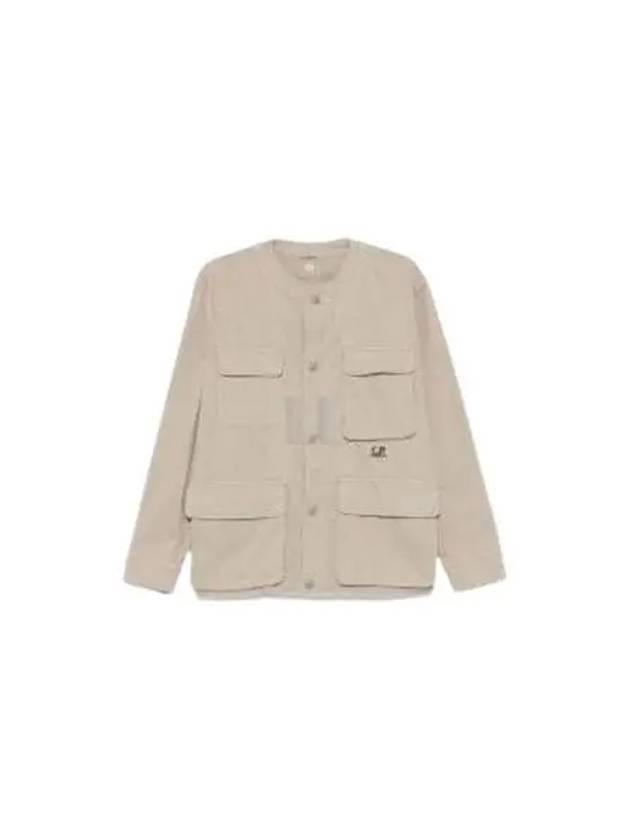 Armored Stretch Button Over Long Sleeve Shirt Beige - CP COMPANY - BALAAN 2