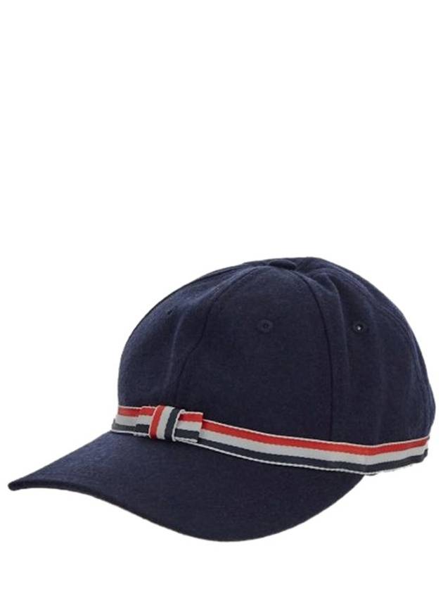 Bow Grosgrain Wool Flannel Ball Cap Navy - THOM BROWNE - BALAAN 4