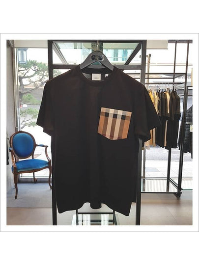 Carrick Check Print Crew Neck Long Sleeve T-Shirt Black - BURBERRY - BALAAN 2