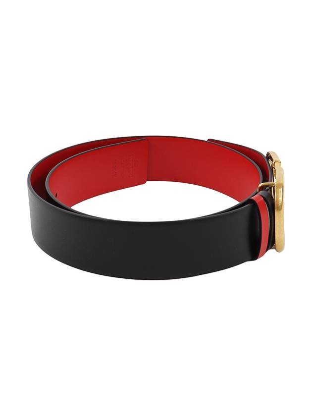 Reversible V Logo Leather Belt Black Red - VALENTINO - BALAAN 3