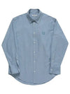 Contour Fox Head Embroidery Cotton Long Sleeve Shirt Blue - MAISON KITSUNE - BALAAN 3