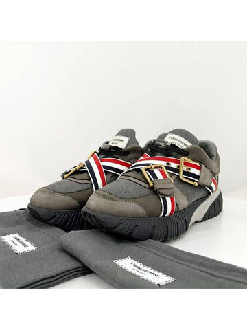 Three stripe strap sneakers gray size 40 - THOM BROWNE - BALAAN 1