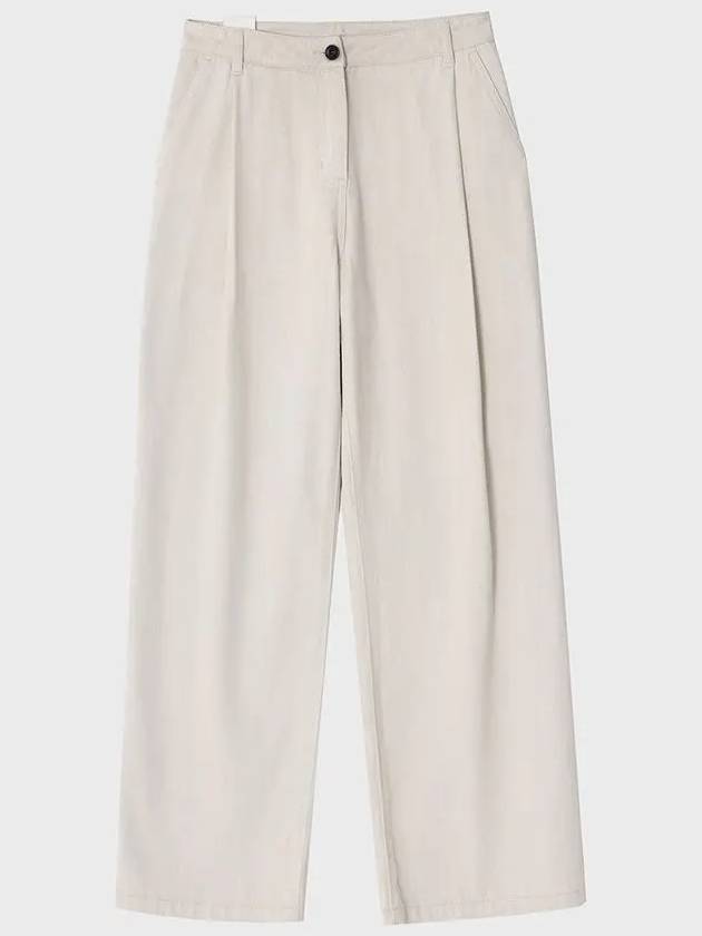 Denim Wide Slacks Cream Beige - NOIRER FOR WOMEN - BALAAN 3