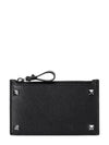 Rockstud Zipped Card Wallet Black - VALENTINO - BALAAN 2