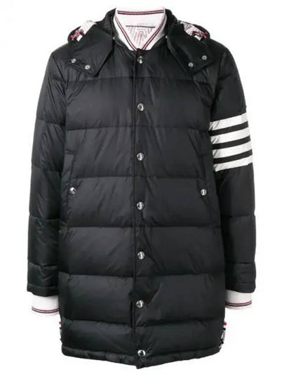 Men's 4 Bar Button Down Hooded Padding Black - THOM BROWNE - BALAAN 2