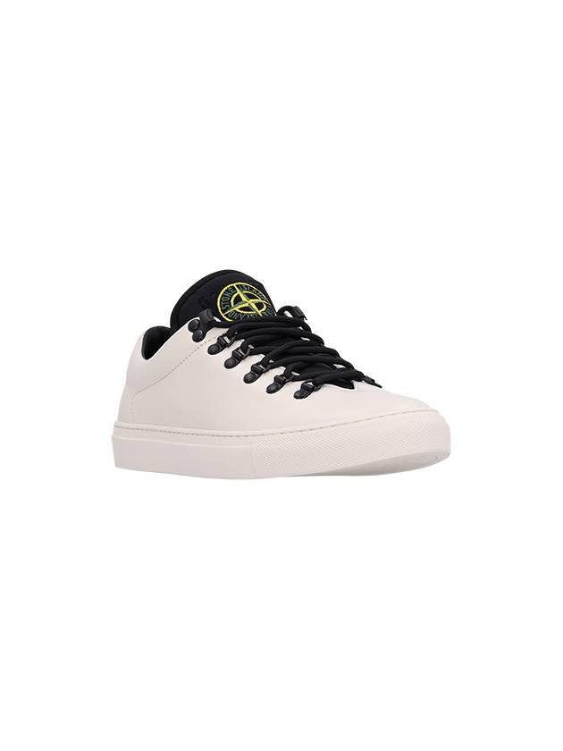 S0101 Logo Lace-Up Leather Low Top Sneakers White - STONE ISLAND - BALAAN 3