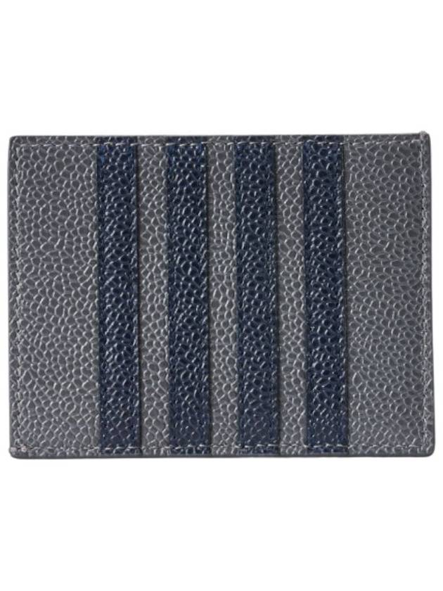 Pebble Calfskin 4-Bar Applique Note Card Wallet Dark Grey - THOM BROWNE - BALAAN 4