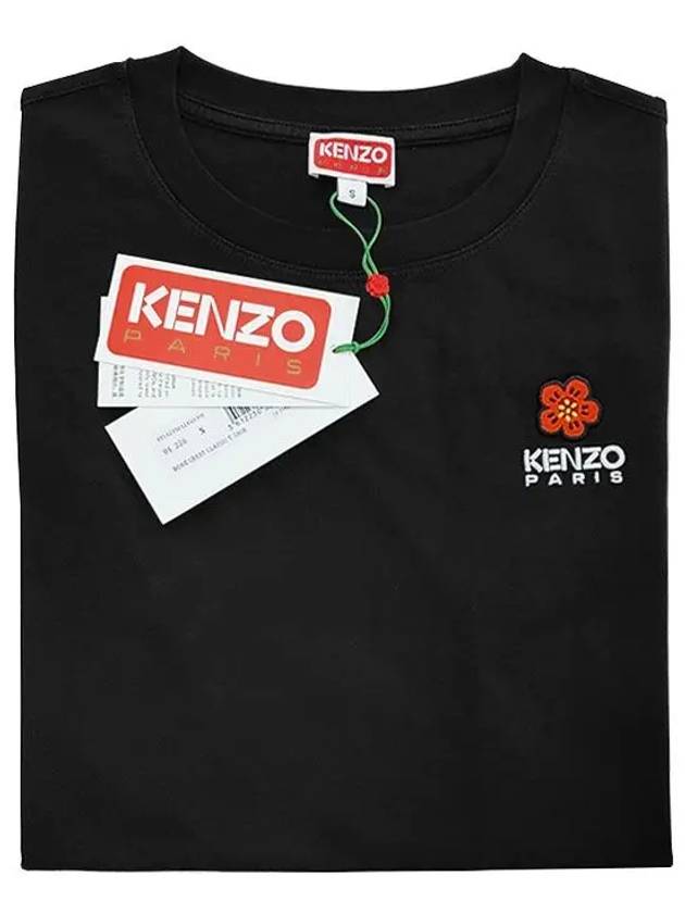 Boke Flower Embroidery Logo Short Sleeve T Shirt Black - KENZO - BALAAN 4