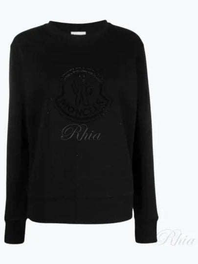 Crystal Logo Cotton Sweatshirt Black - MONCLER - BALAAN 2