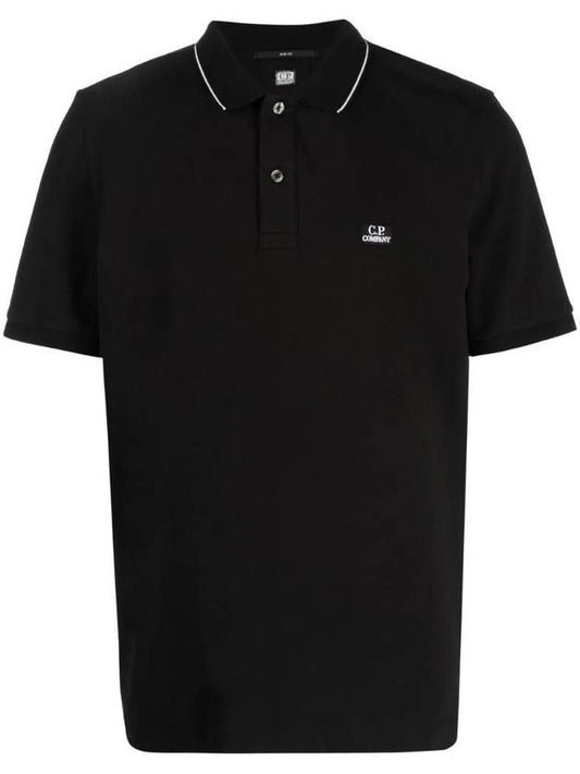 Stretch Piquet Slim Fit Polo Shirt Black - CP COMPANY - BALAAN 1