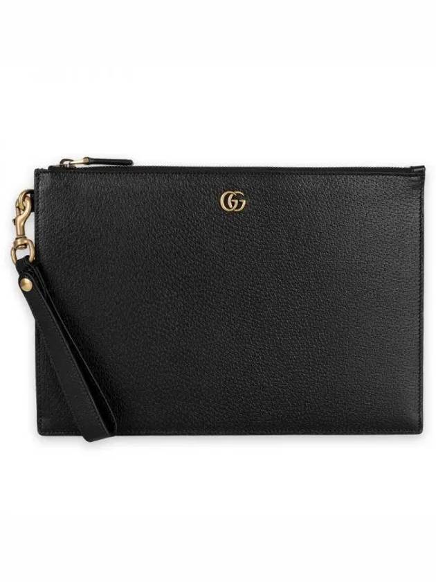 GG Marmont leather strap clutch bag black - GUCCI - BALAAN 2