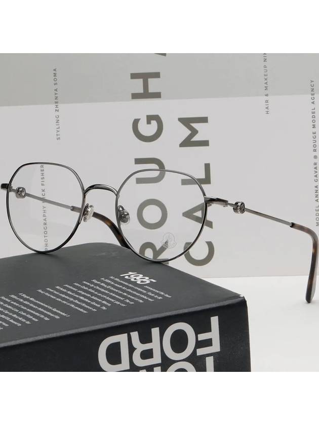 Eyewear Round Titanium Eyeglasses Gunmetal - MONCLER - BALAAN 3