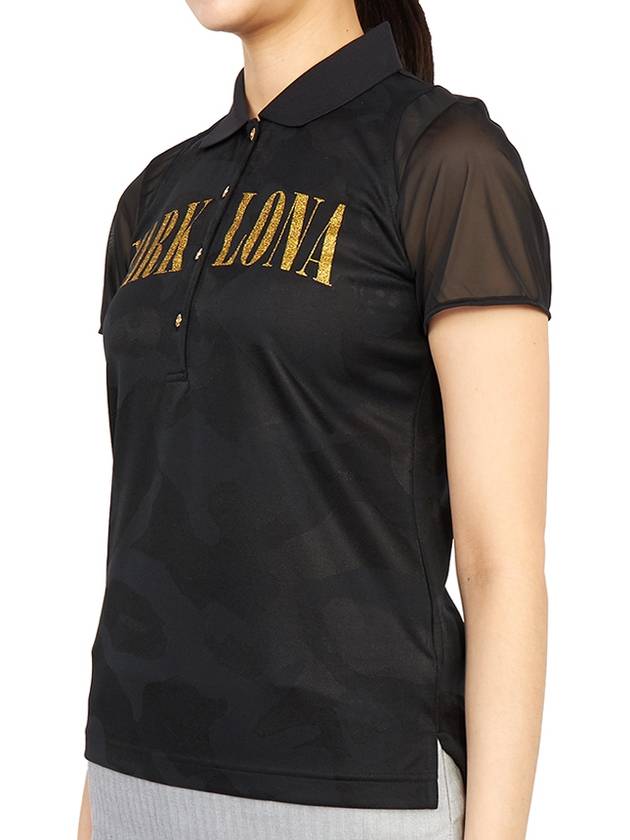 Golf Gauge Jacquard MLW 3A AP05 BLACK Women s Collar Short Sleeve T Shirt Regular Fit - MARK & LONA - BALAAN 3