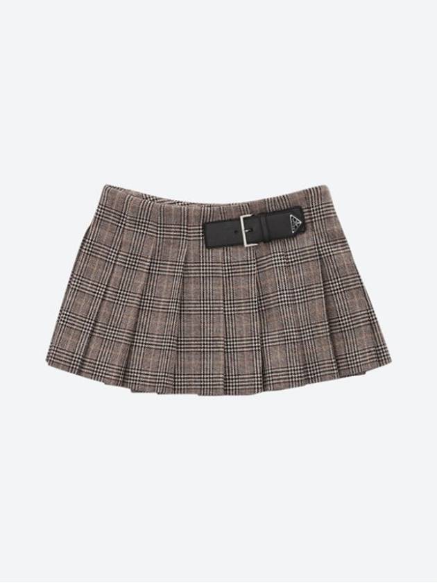 Triangle Logo Belt Mini Pleated Skirt Brown - PRADA - BALAAN 10