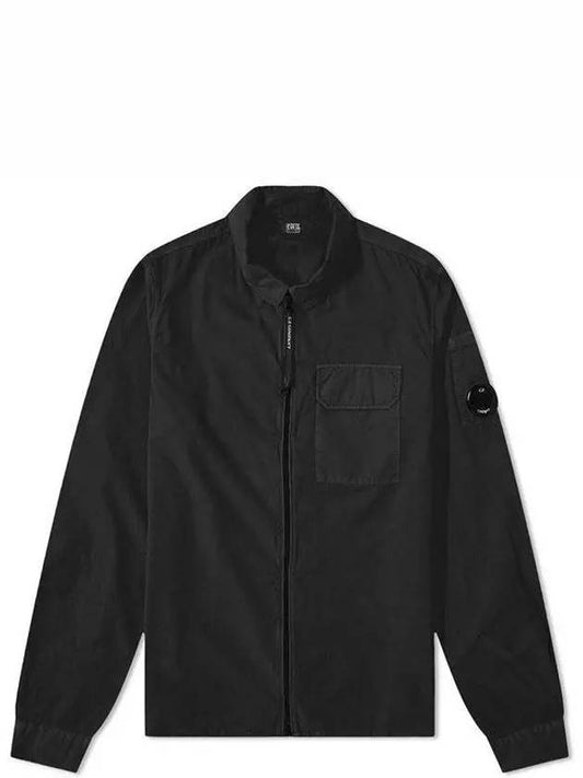 Lens Wappen Gabardine Shirt Zip-up Jacket Black - CP COMPANY - BALAAN 2