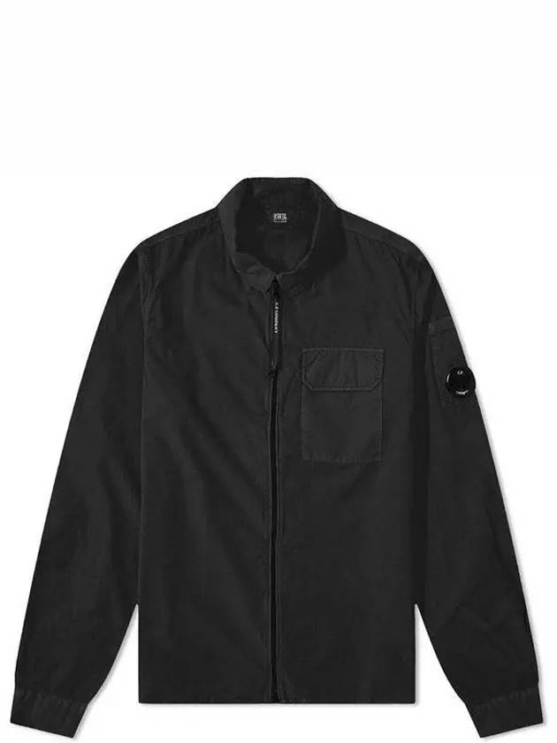 Gabardine Zipped Long Sleeve Shirt Black - CP COMPANY - BALAAN 2