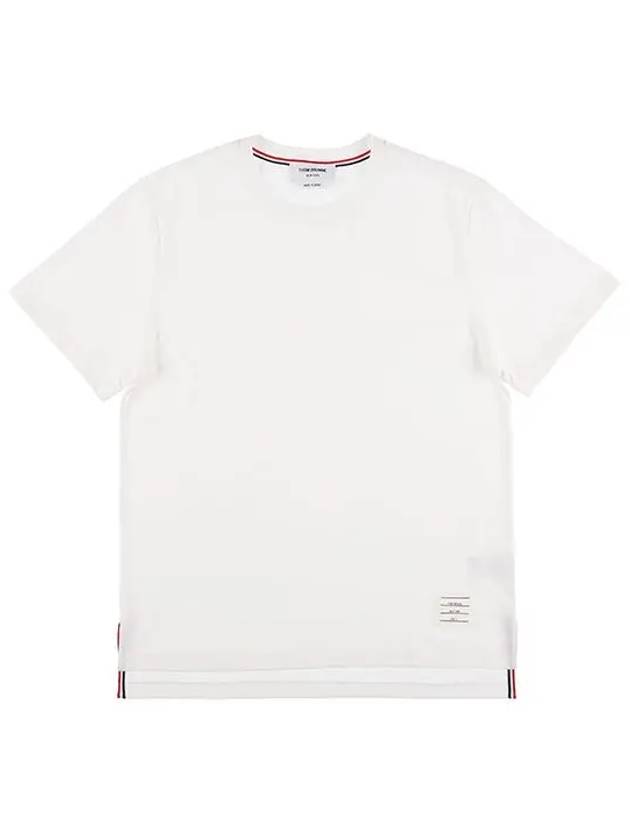 Men's Side Slit Relaxed Short Sleeve T-Shirt White - THOM BROWNE - BALAAN 3