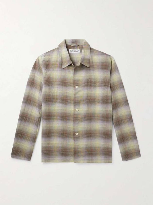 Check Linen Cotton Blend Shirt M2242BM B0081056474 - OUR LEGACY - BALAAN 1